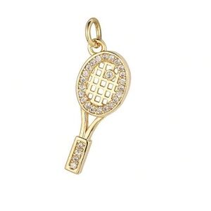 Gold Tennis Racket Charm Pendant